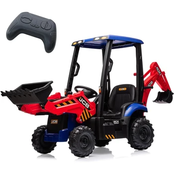 4 in 1 Ride On Excavator Car Toy 12V Kids Electric Vehicle with Remote Control Front Loader Digger Horn Adjustable Seat 1