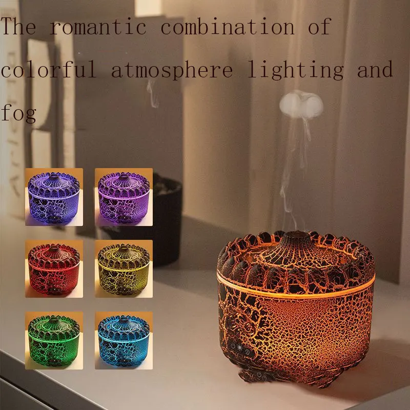 Difusor De Aroma Smoke Ring Flame Aromatherapy Machine with Thick Fog Capacity and Remote Control 5V Color Atmosphere Humidifier 3
