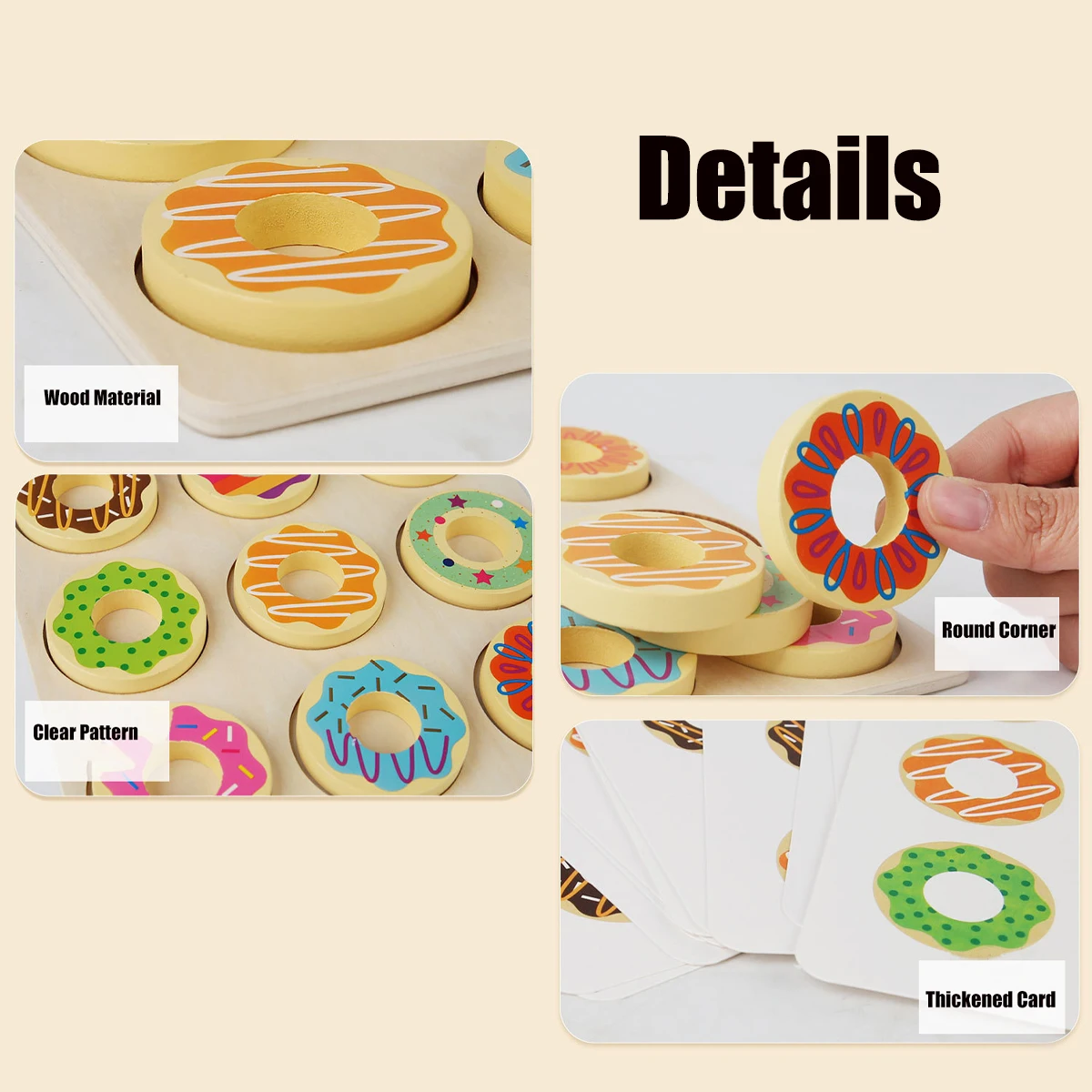 Wooden Doughnut Colors Pairing Toys, Montessori Early Education Puzzle, Color Matching Game, Kindergarten Game 2