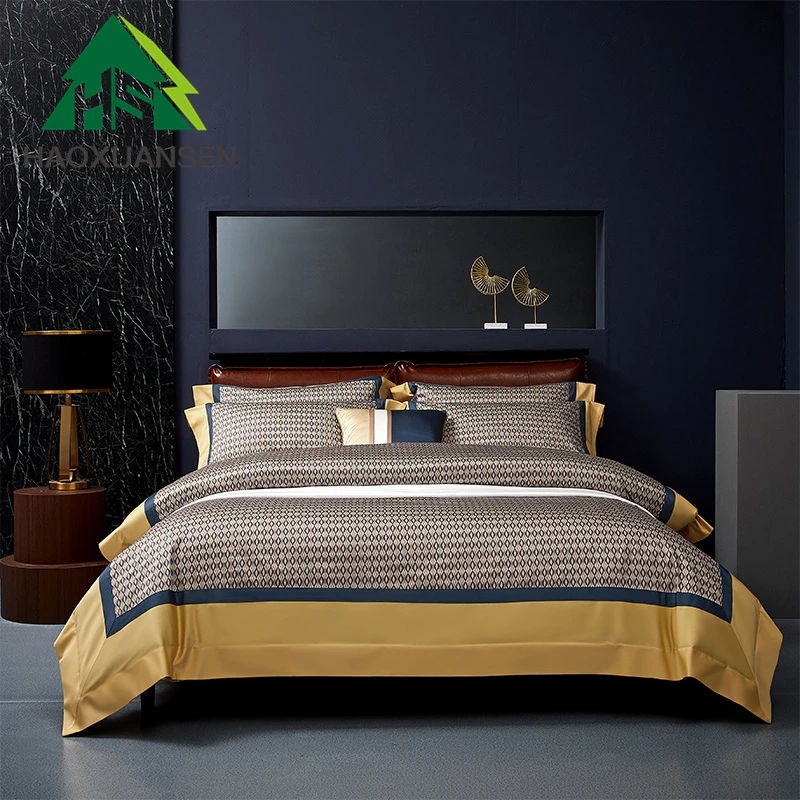 

Delicate Lattice Design Yellow Blue 4Pieces Bedding Sets Digital Printing BedSheets Pillowcase Duvet Cover Queen King Size
