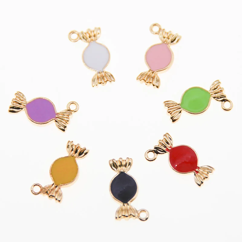 

50pcs 19*11mmSweet Candy Enamel Pendants for Necklace Jewelry Making Wholesale Fashion Jewelry Pendants for Women Accessories
