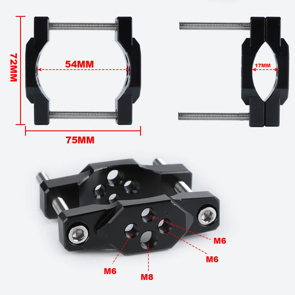 17-54mm Motorcycle Fork Tube Handlebar Bracket Pressure Code Stent Spotlight Headlight Aluminum Mounting Clamp Accessories motorcycle light bracket motorcycle headlight clamp motorcycle headlight mount