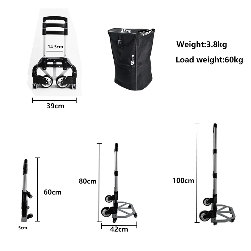 Good Quality Aluminum Telescopic Foldable Transport Truck Personal Shopping Trolley Carts