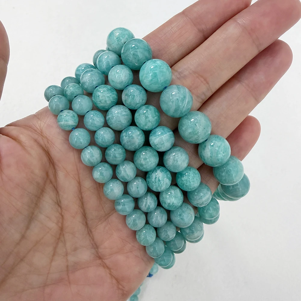 Echte Halbedelsteine A-Qualität Brasilien Amazonit Naturstein Runde lose Perlen 6 8 10 mm Auswahlgröße für die Schmuckherstellung DIY