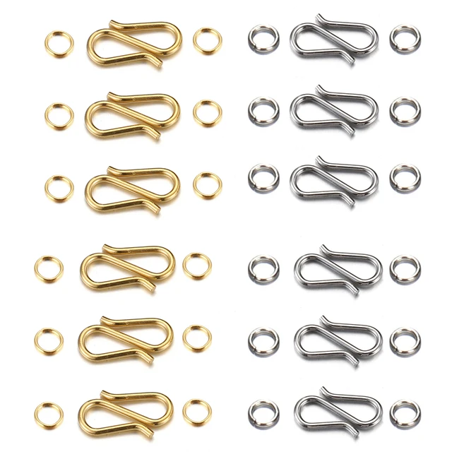 50pcs 316l Gold Stainless Steel S Shape Hook Clasp for Necklace Jewelry  Ends