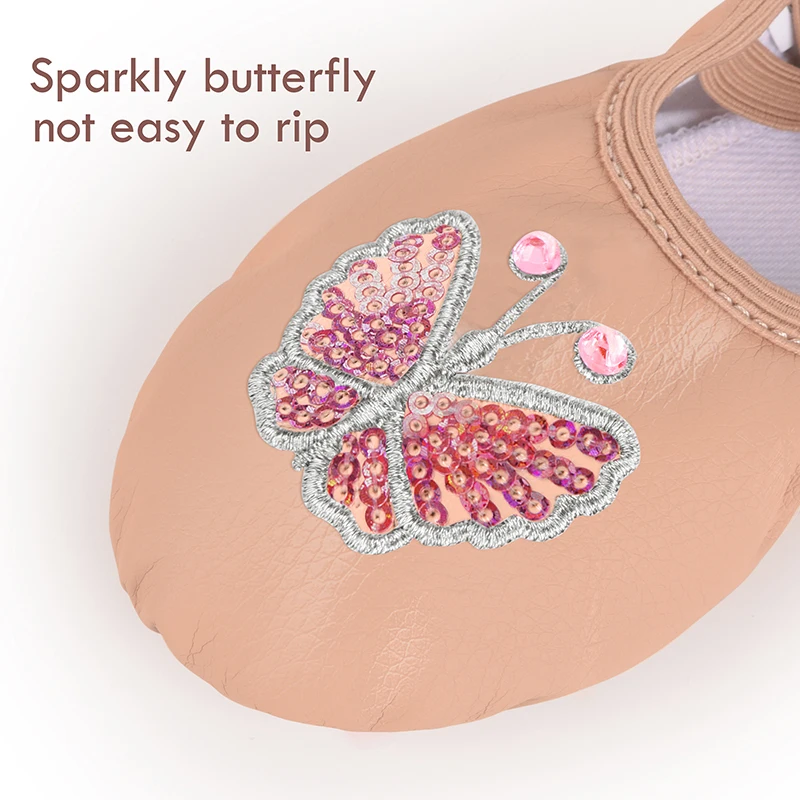 Girls Ballet Shoes  PU Split-Sole Crossed Gymnastics shoes Cute Pattern Perfect for stage performances - 4
