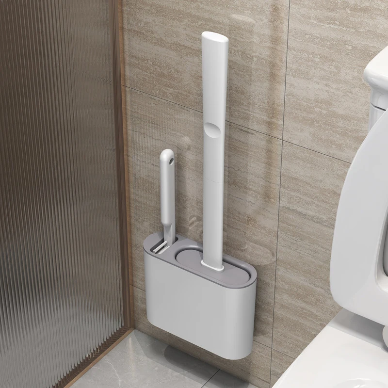 1pc Wall-mounted S-shaped Toilet Brush With Holder For Bathroom