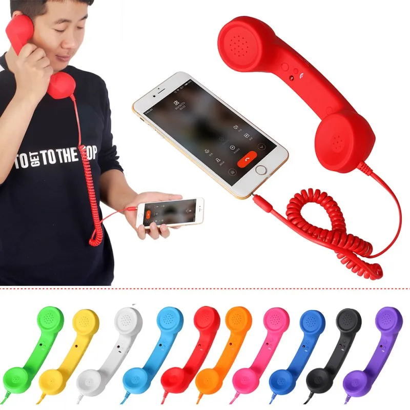 클래식 레트로 전화 핸드셋 셀 수신기 3.5mm 유선 범용 헤드폰 마이크 아이폰 안드로이드에 대한 전화 통화 수신기
