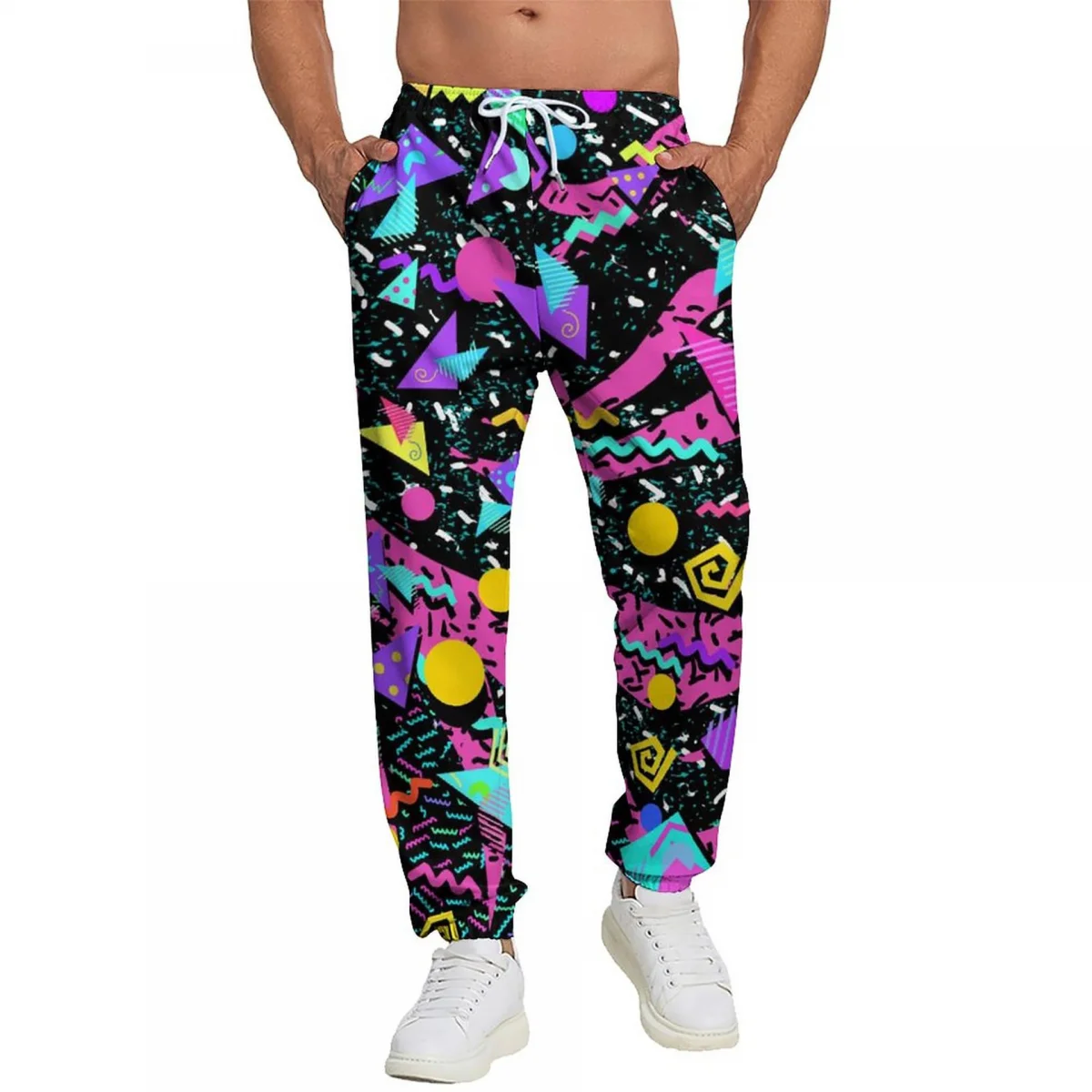 thumbnail image 1 of Pantalones deportivos para hombre de los años 80, pantalones deportivos divertidos, pantalones deportivos casuales, atuendos de los años 90 para hombres, disfraces deportivos de Halloween, 1 of 5