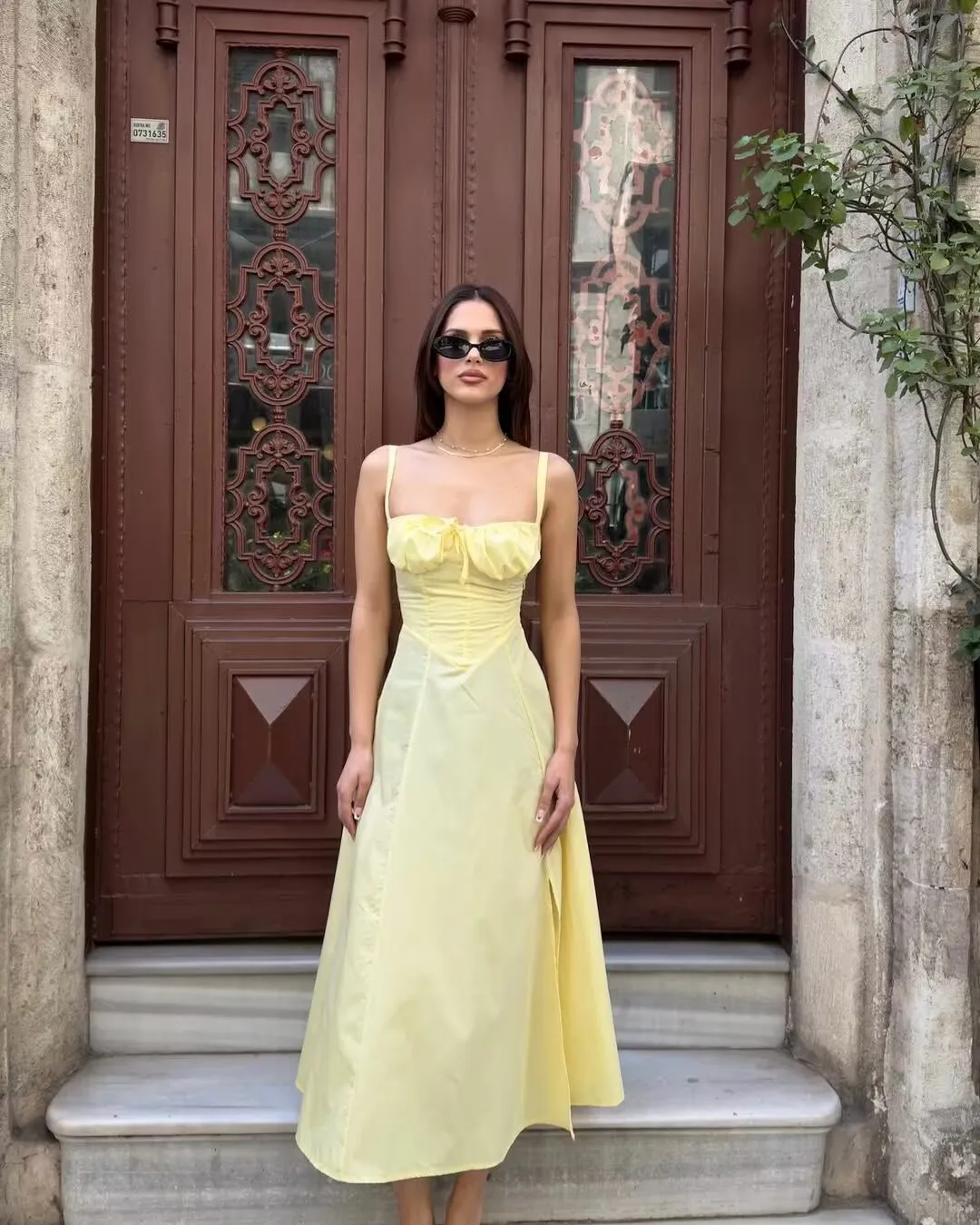 女性のためのドレス スプリットヘム キャミドレス (Color : White