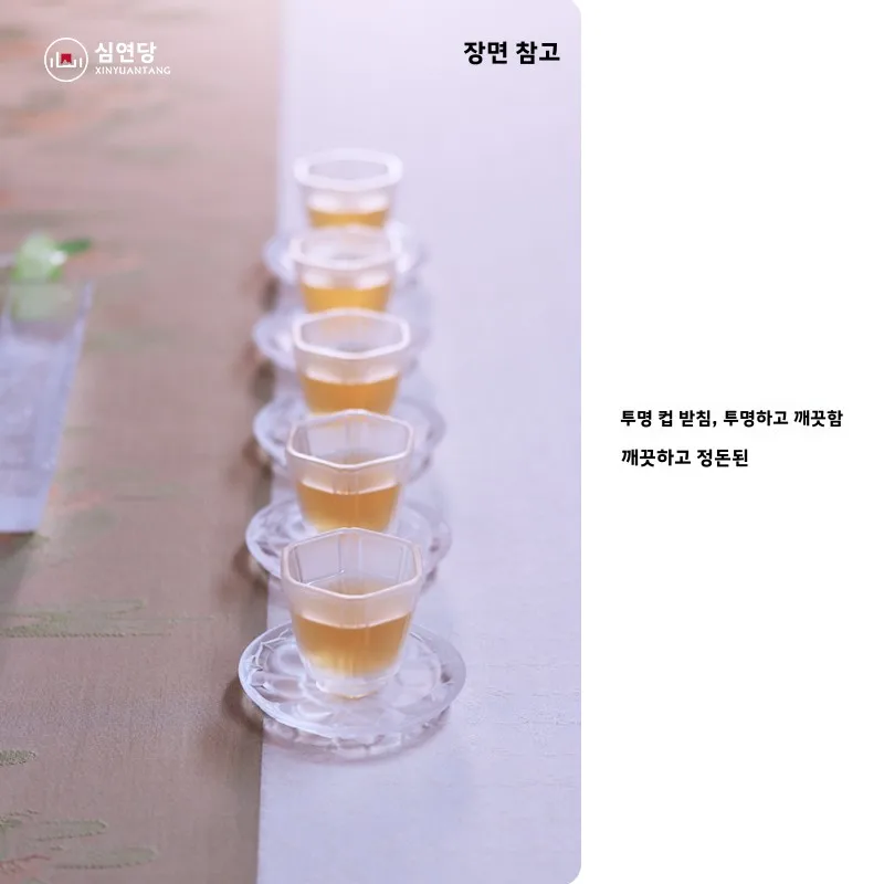 내열성 미끄럼 방지 유리 티컵 코스터 신위안 당나라 불교 연꽃 디자인 다도 용품 가정용