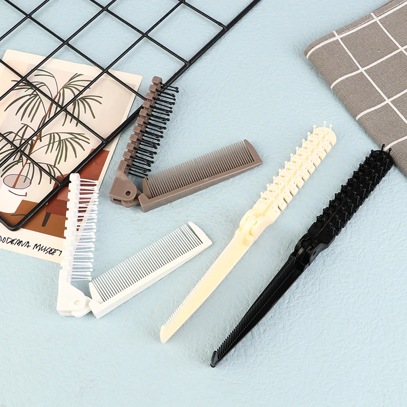 

1Pc 2 In 1 Travel Portable Fashion Hair Comb Folding Anti-static Plastic Comb Hair Brush Compact Pocket Hair Comb