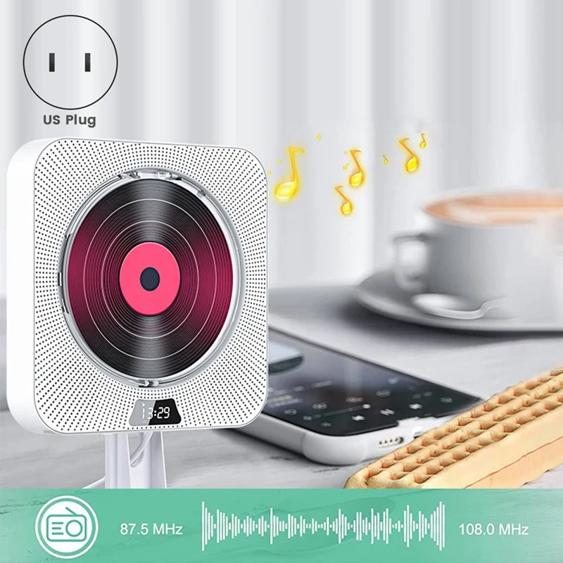 휴대용 CD 플레이어 블루투스 CD 스피커, 디지털 디스플레이 스테레오 스피커, 학생용 벽걸이 음악 플레이어