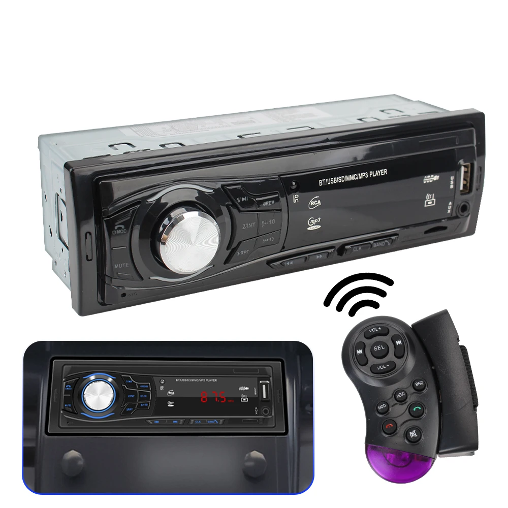 

1 Din Headunit Support With Remote Control Car Radio Bluetooth Car Stereo FM Radio USB MP3 Player Auto Parts RCA Audio Subwoofer