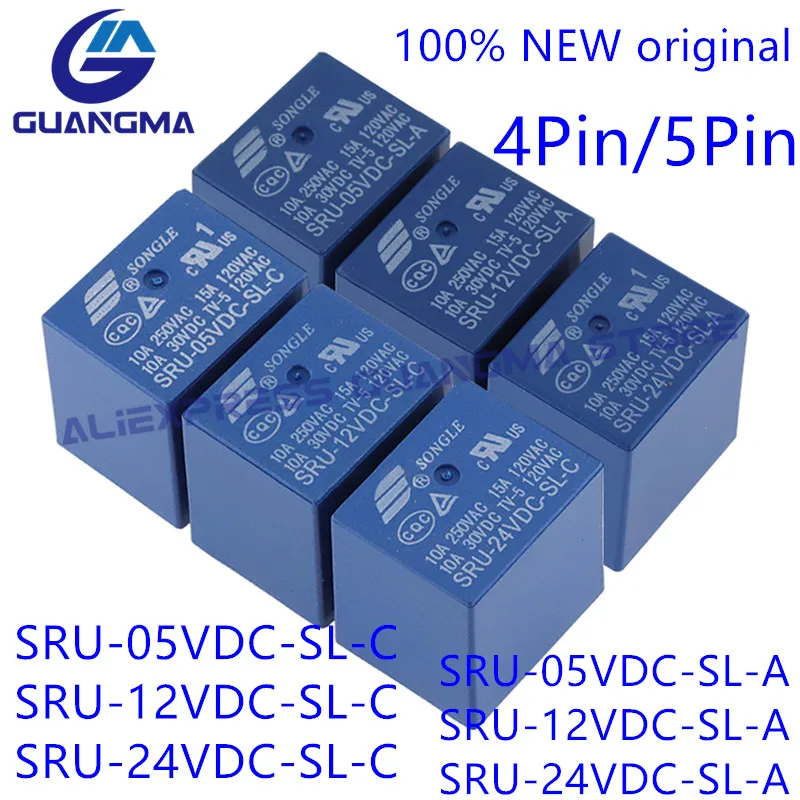 Lot Sru05vdc 12vdc 24vdc-sl-ac Sru12vdc-sl-a Sru24vdc-sl-c 5pin 15a T70 Sru 5v 12v 24vdc Relé do Tempo Relé 10 Pcs