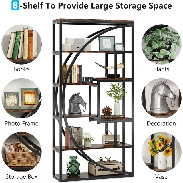 Industrial 5-Tier Etagere Bookcase 6