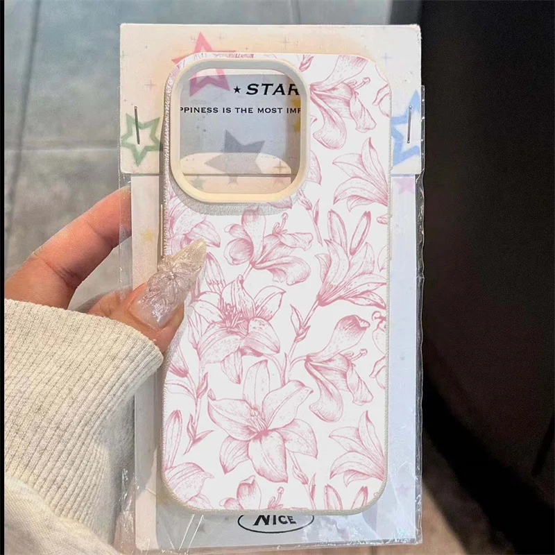Elegant Pink Lily Phone Case for iPhone 11 12 13 14 15 16 17 Pro