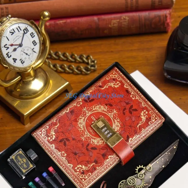 잠금 저널이 포함된 U75B 키드 다이어리 빈티지 잠금 저널 잠금 노트  저널