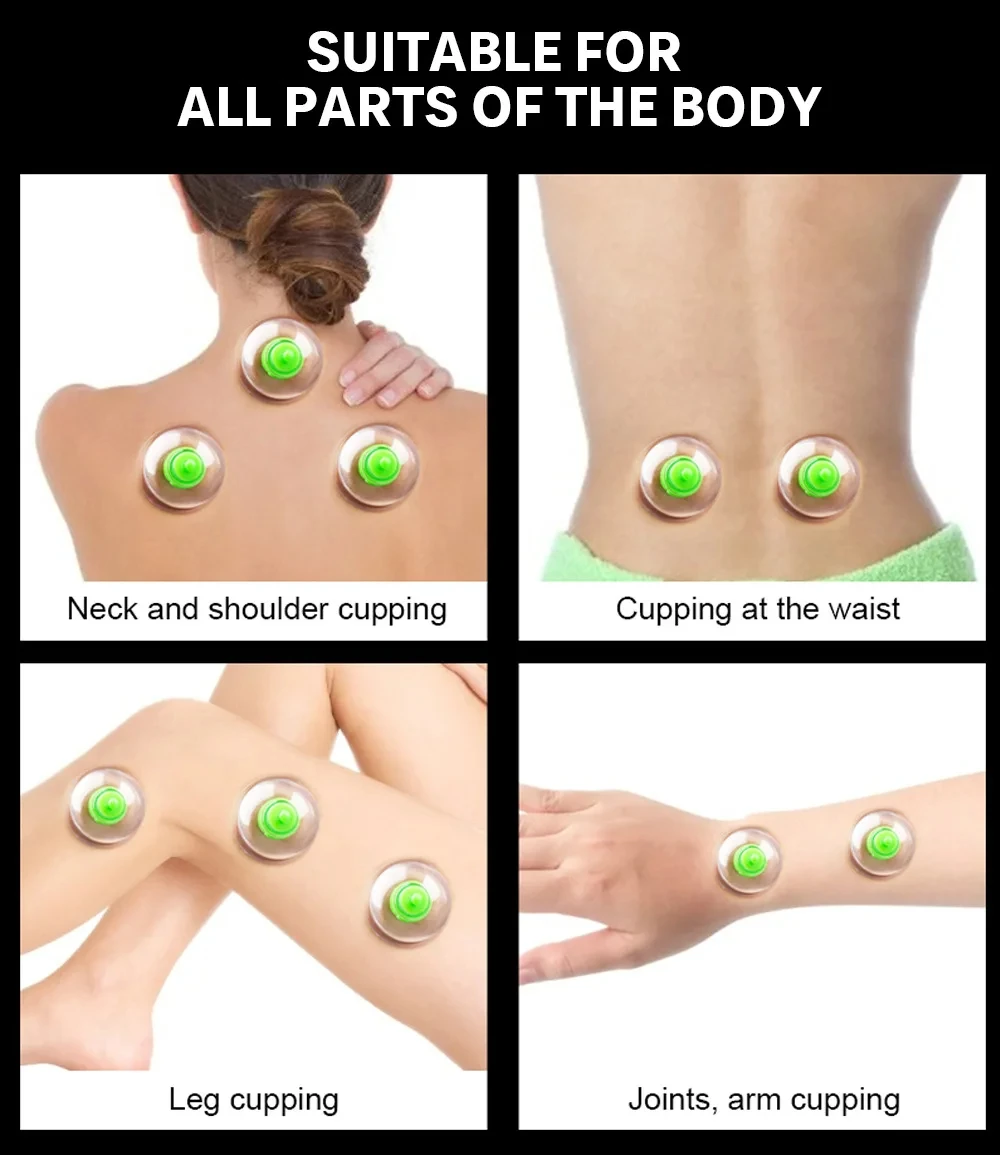 12/6Pcs Vacuum Cupping Set Suction Cups Back Massage Body Cup Detox Massage Body Cups Vacuum Cupping Anti Cellulite Massage Jars