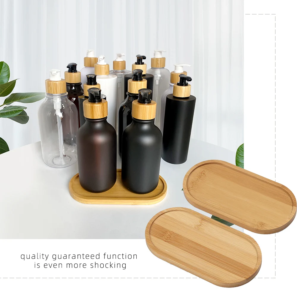 Household Storage Trays for Perfume Shower Shampoo Dispenser Container Stand Bamboo Wood Tray Bathroom Kitchen Pot Holder Decor 4