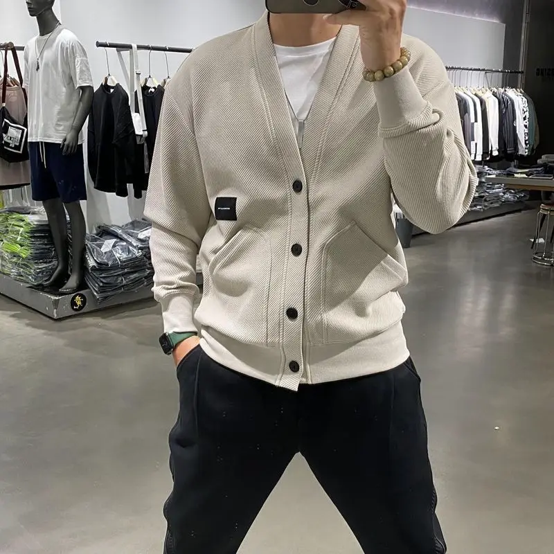 

Spring Mens Sweater Autumn New V neck Cardigan Men Coat Tops Loose Jacket Outerwear