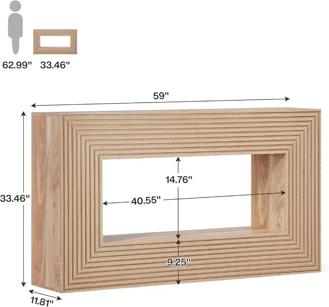 59-Inch Long Console Table for Living Room, Narrow Wood Entryway Table, Sofa Table with Storage, Farmhouse Behind Couch Table 2