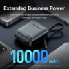 Vention Mini Power Bank 10000mAh 35W PD Fast Charger Spare Auxiliary Battery Portable Powerbank with Built-in Type C/L Cables 2