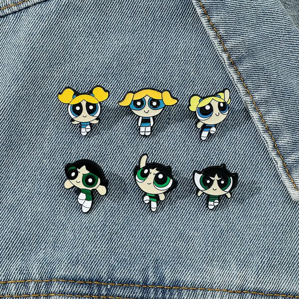 Powerpuff Girls Anime Lapel Pin Badges on Backpack Metal Enamel Brooch  Cartoon Jewelry Clothing Accessories Gift for Kids Decor - AliExpress