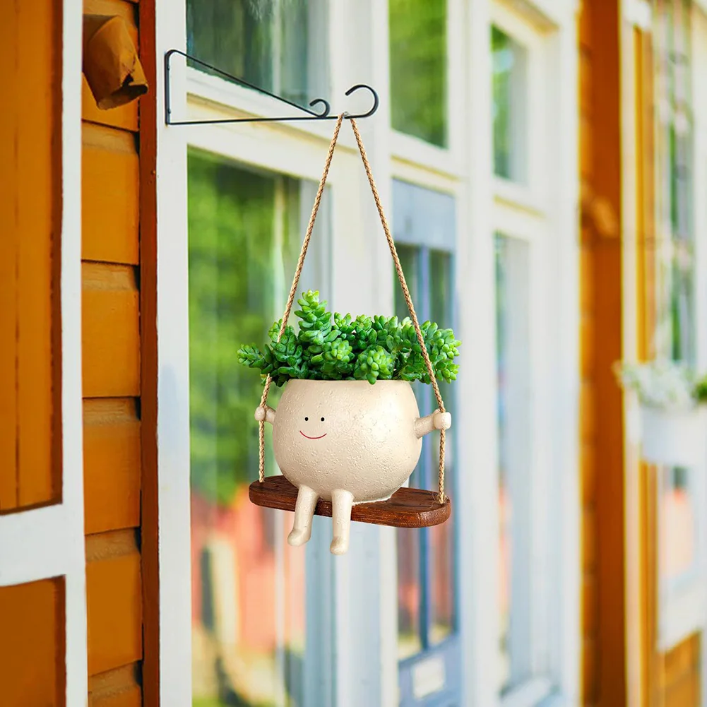Flower Pot Wall Planter Swing Face Planter Pot Resin Smiling Face Creative Wall Hanging Head Garden Accessories hydroponic flower pot flower pot plant pot
