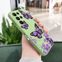Purple Butterflies Phone Case Cover for Samsung S25FE (Light Green 1)