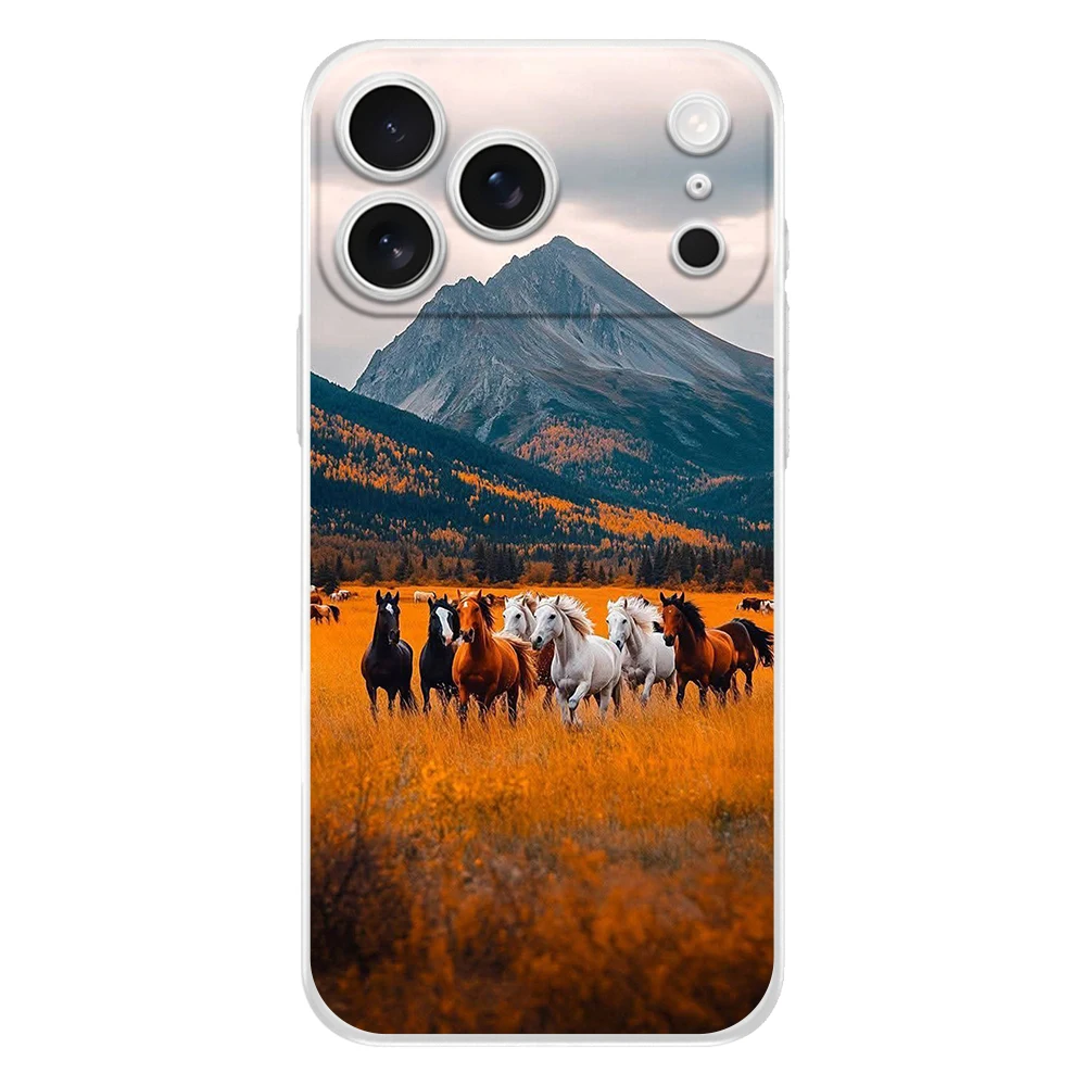 Soft Clear TPU Phone Case with Mountain Peaks Landscape Design