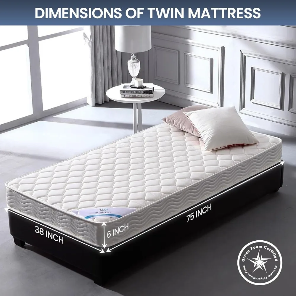 Home Life 6 inch Twin Bed Mattress - Hybrid Euro Top Comfort 3