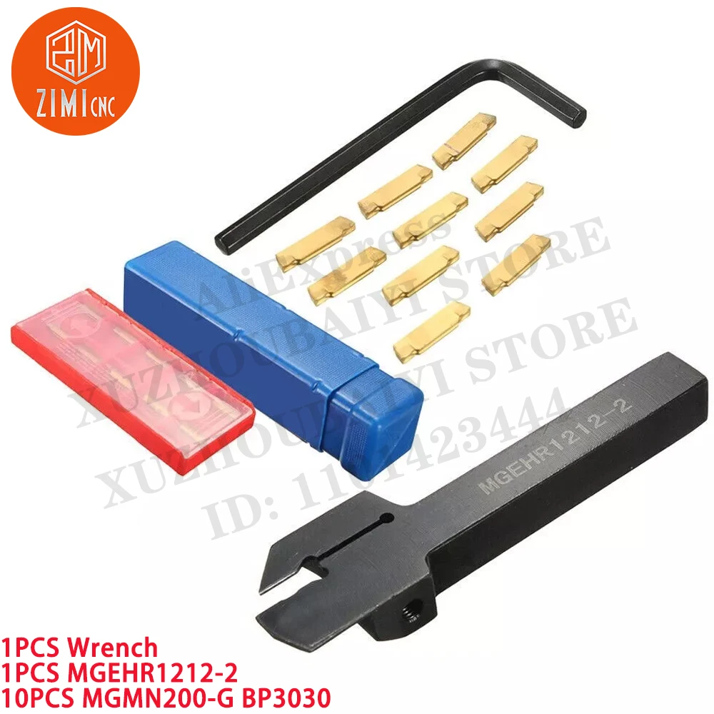 Porte-outil De Découpe MGEHR1212-2 Avec Tige 1/2'' + 10 Inserts Réversibles MGMN200 - Pour Acier, Rainurage, Perçage - Haute Précision, Revêtement Résistant
