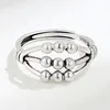KOFSAC Thai 925 Sterling Silver Jewelry Adjustable Ring Vintage Trendy Rotate Beads Rings For Women Chic Relieve Stress Gift 2