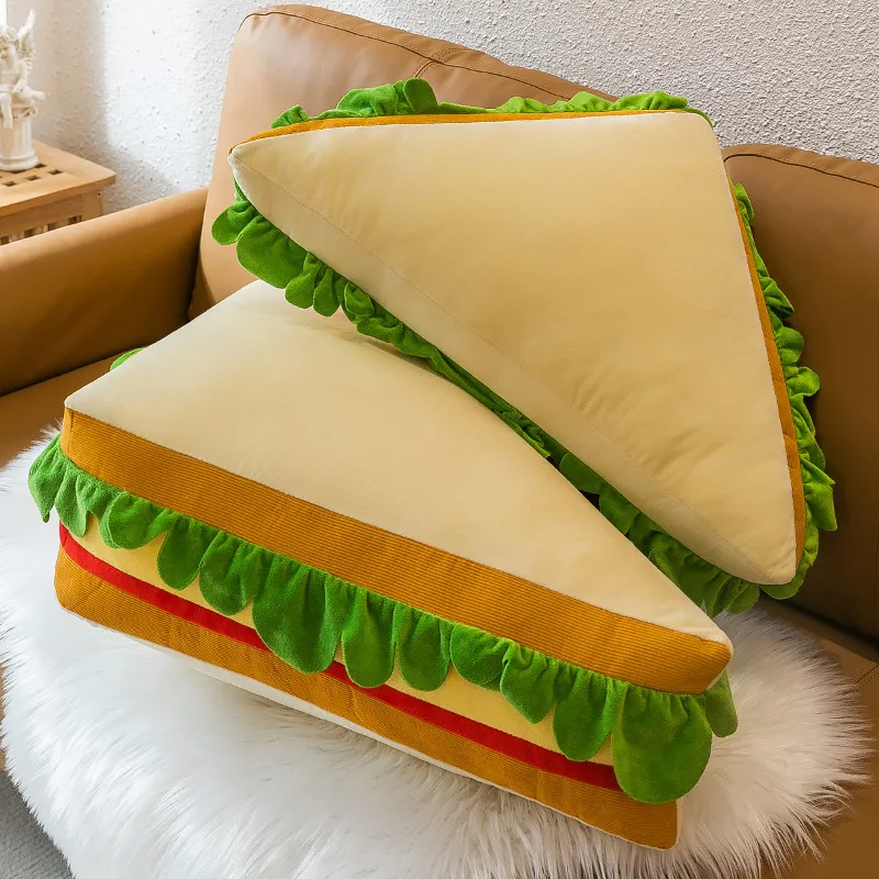 60cm Simulation Sandwich Plush Toys Stuffed Sofa Cushion Dolls Soft Food Pillow for Boys Girls Birthday Gifts Home Decor