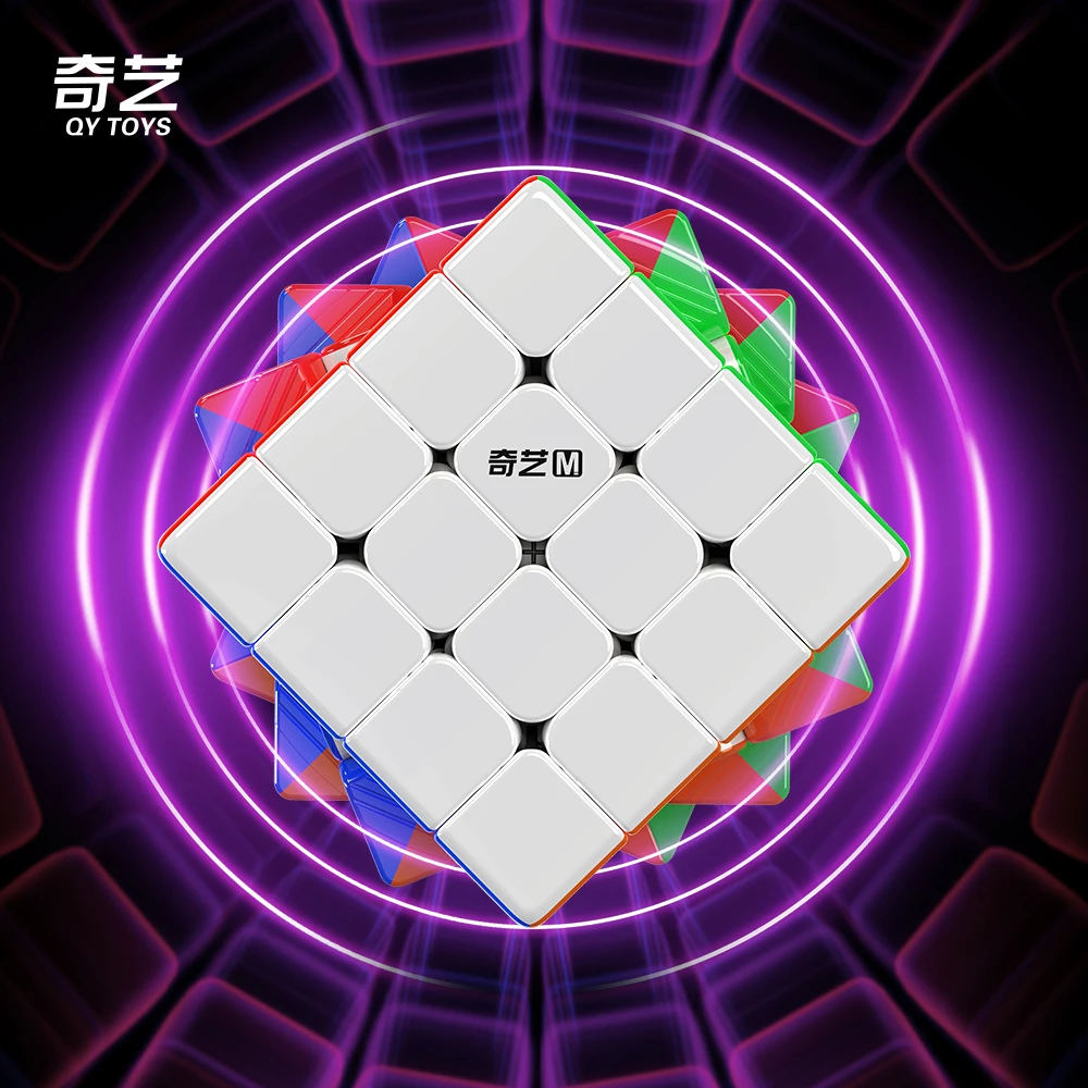 QiYi M Pro 4x4 V2 볼 코어 UV 매직 큐브 QY 4X4X4 마그네틱 UV 코팅 스피드 큐브 퍼즐 장난감 어린이 선물