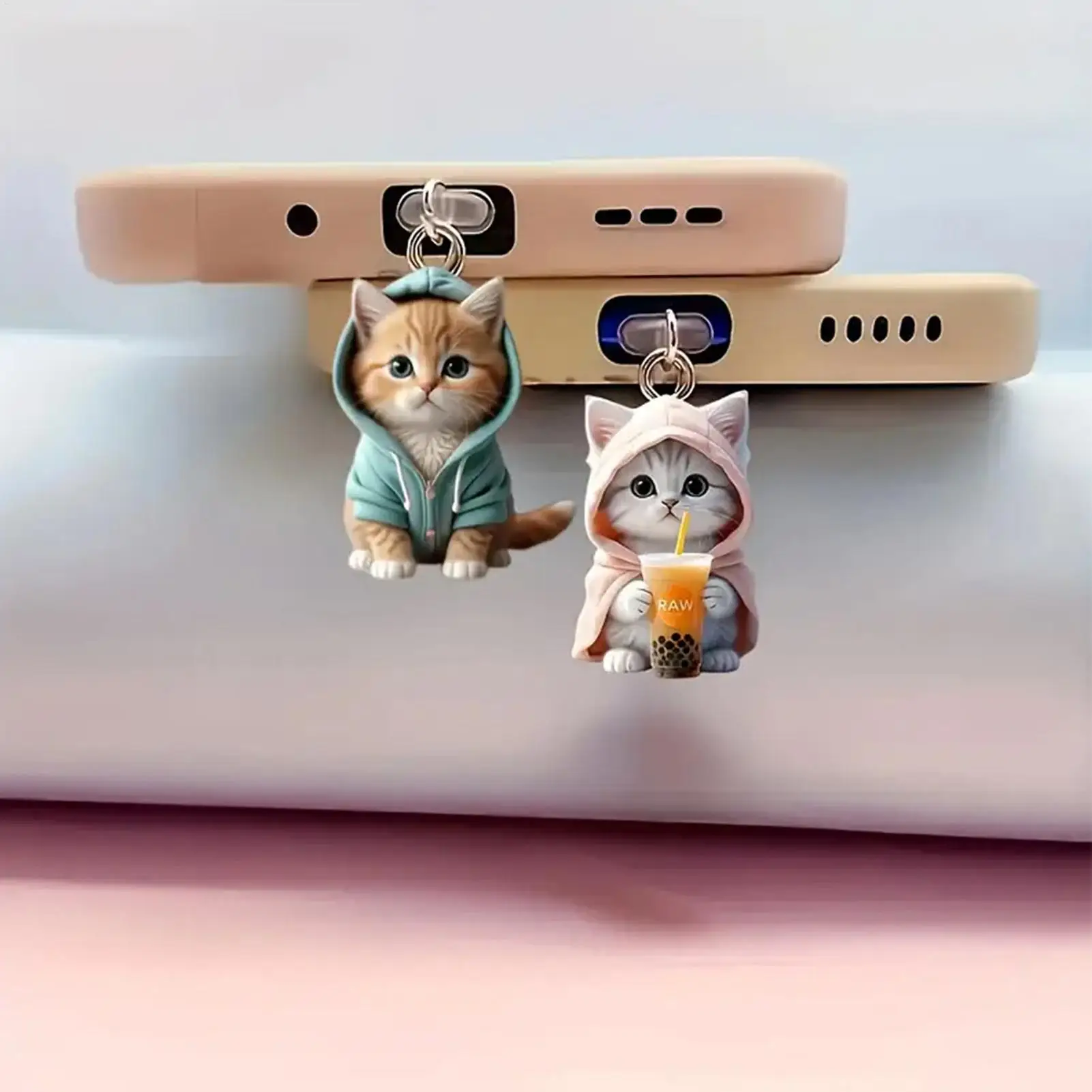 USB C 먼지 방지 플러그 휴대폰 먼지 방지 플러그 고양이 펜던트가 있는 충전 보호기 아이폰 및 안드로이드 타입-C 인터페이스용 먼지 방지 플러그