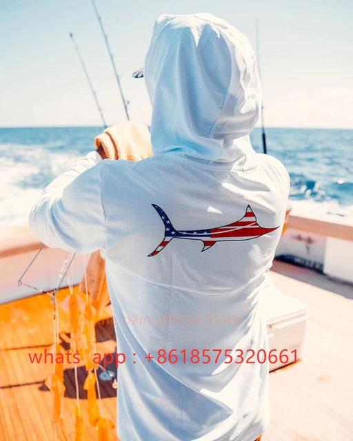 Bill Fish Gear Mens Long Sleeve Fishing Hoodie Shirts Fishing