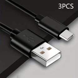 Ultra - Durable USB Type - C Fast Charging Cable - Portable and Perfect - 1m (3PCS Black)
