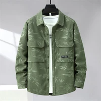 Bamboo Leaf Printed Jacket Men 12XL Plus Size Cargo Jacket Coat Male Fashion Casual Spring Autumn Jackets Big Size 12XL 2