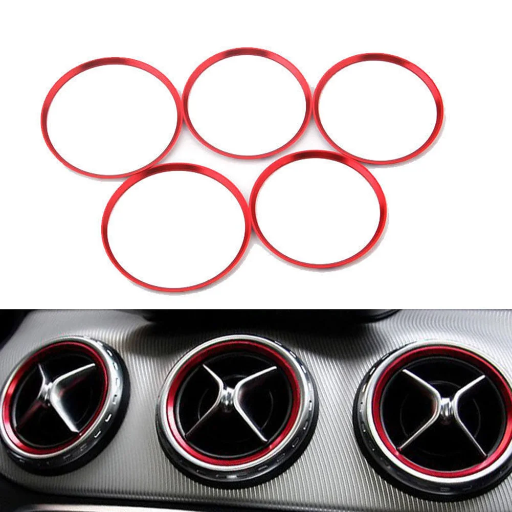 

Durable Air Vent Rings Outlet Cover Trim 5x A/C Vent Ring Aluminum Car Air Condition For Mercedes-Benz B Class