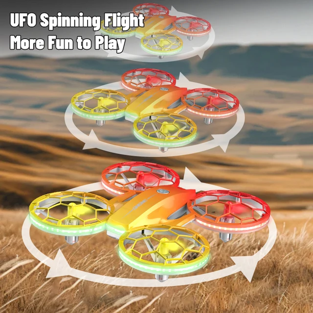 H127 Mini Drone UFO Quadcopter Remote Control Helicopter RC Dron One-key Landing Fall-Resistant UAV Colorful Lighting Stunt Gift 4