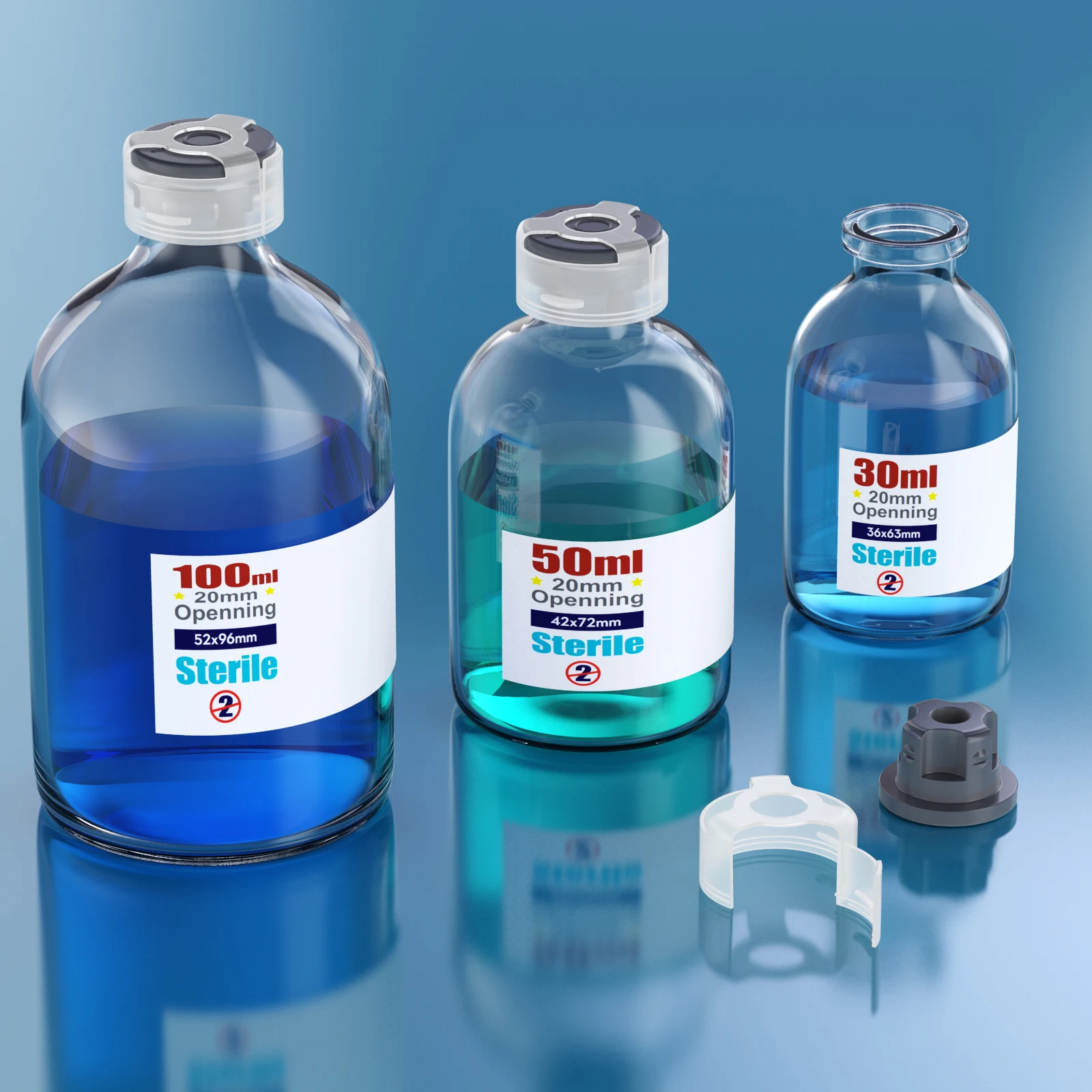 Clear Sterile Glass Vials Locking Cap 13 /20 mm Self Healing Injection Port Buckle Glass Vials sterile Package