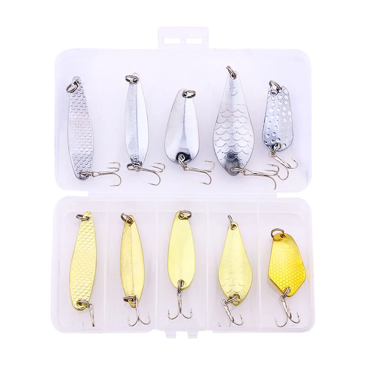 

10pcs/lot Metal Sequined Spoon Fishing Lure Spinner Lure For Fishing Baits Bass Pike Sea Lure Pesca Fishing Tackle
