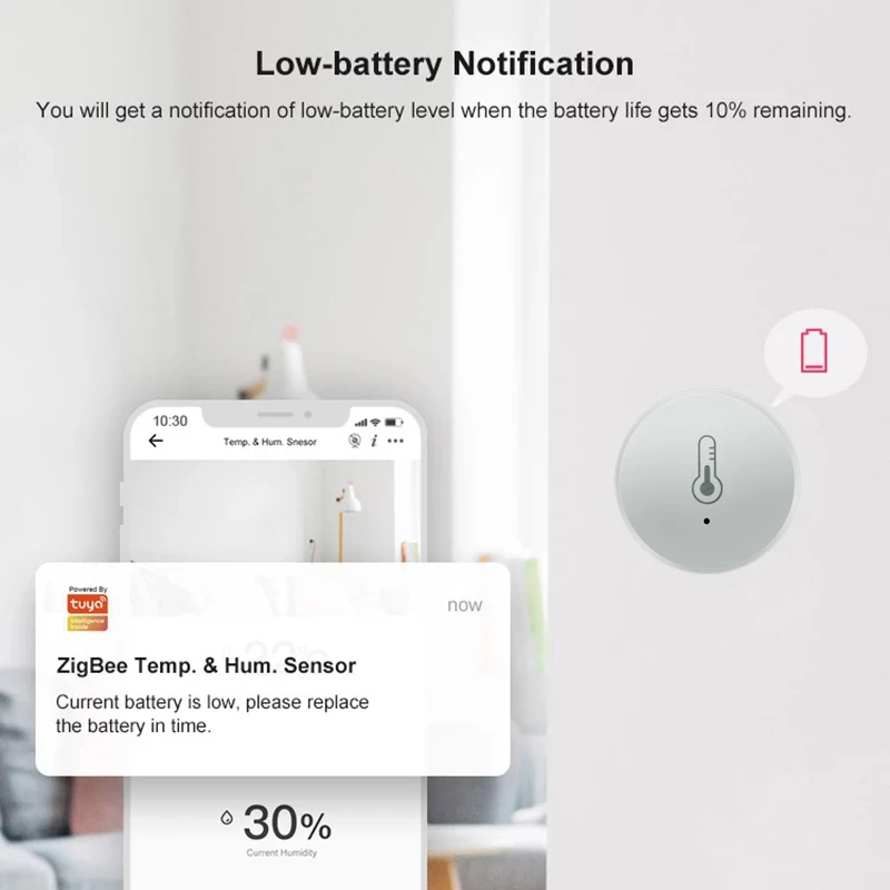 Tuya Zigbee Temperature Humidity Sensor Voice Control Intelligent Home Hygrometer Real-time Monitoring Voice Alexa