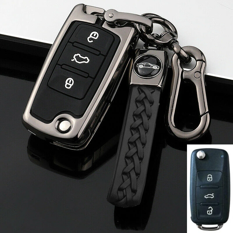 Zinc Alloy Metal Car Flip Key Fob Case Cover For VW Volkswagen Golf Bora Jetta Scirocco Tiguan Polo Skoda Octavia Superb Key Case Key Case Cover Car Key Shell Flip Key Fob Shell