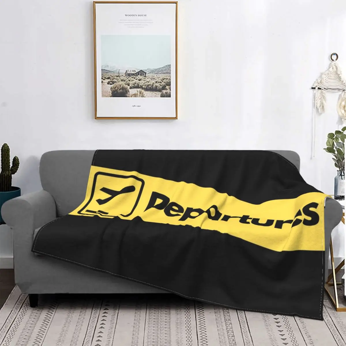 

Airport Departures Sign Blanket Warm Fleece Soft Flannel Airplane Aviator Throw Blankets for Bedroom Sofa Travel Autumn