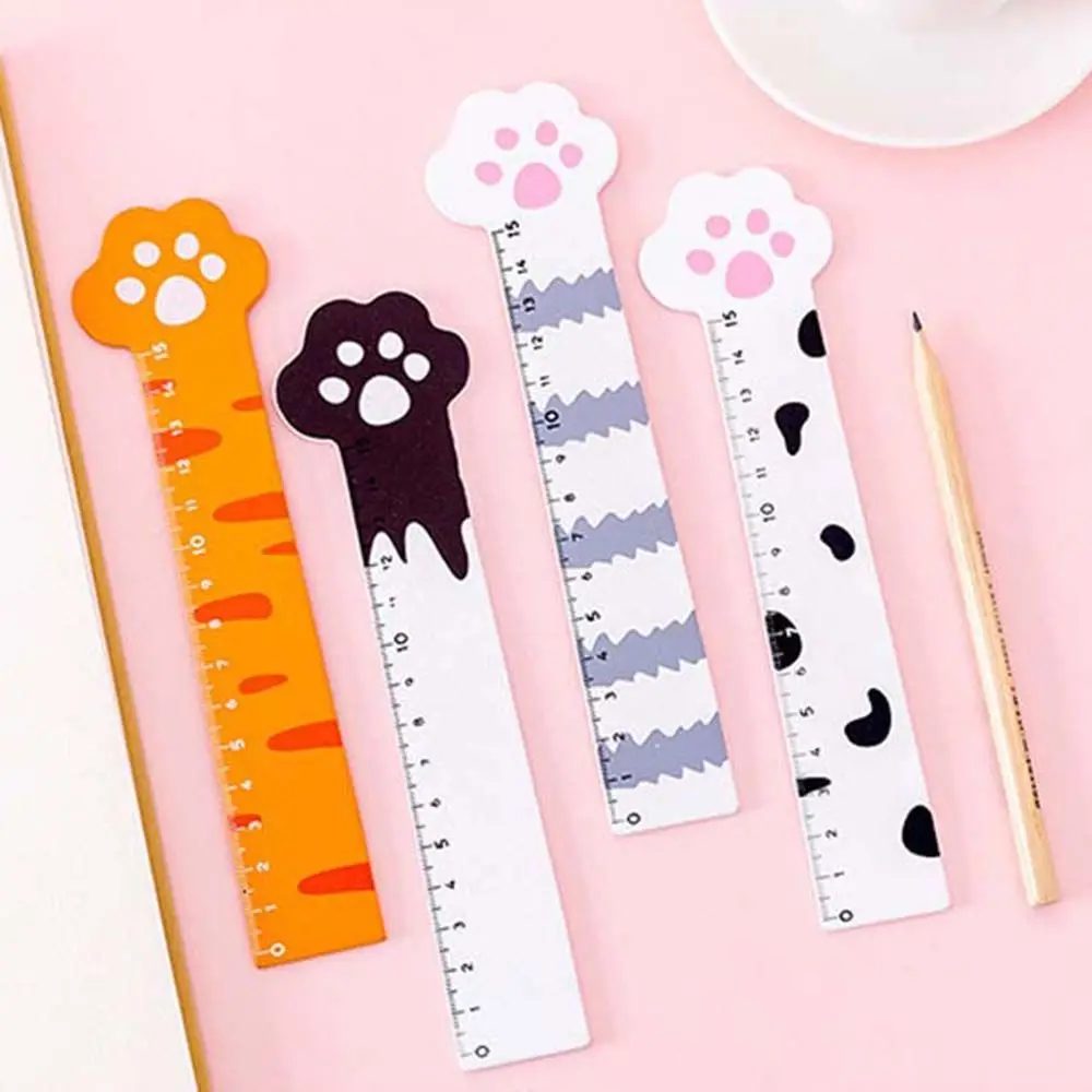 

Simple Wooden School Supplies Student Gift Stationery Office Cartoon Straight Ruler Measuring Tool Cat Claw Ruler