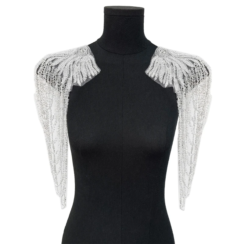 Handmade Detachable Tassels Chain Epaulettes Beads Punk Fringed Shoulder Board Badge Epaulet for Party Wear and Special Occasion