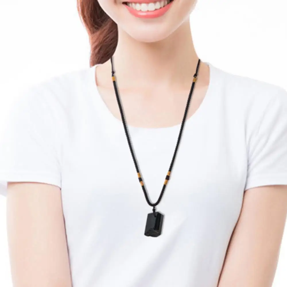 Collar De Turmalina Negra, Colgante De Pilar De Cristal